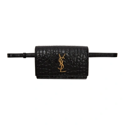 Saint Laurent Black Croc Kate Belt Bag