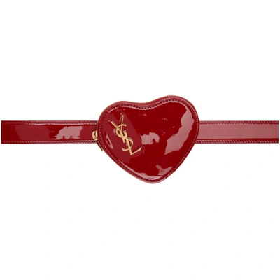 Saint Laurent Red Heart Logo Belt Bag In 6805 Red