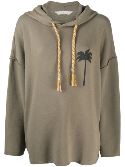 Palm Angels Palm Print Oversized Hoodie In Brown