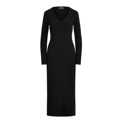 Ralph Lauren Cashmere V-neck Dress In Polo Black