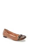 Agl Attilio Giusti Leombruni Cap Toe Ballet Flat In Caramel Leather/ Snake