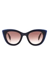 Rag & Bone 49mm Gradient Cat Eye Sunglasses In Black / Mauve