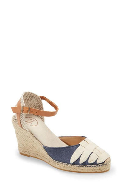 Toni Pons Port-7 Espadrille Wedge Sandal In Navy Fabric
