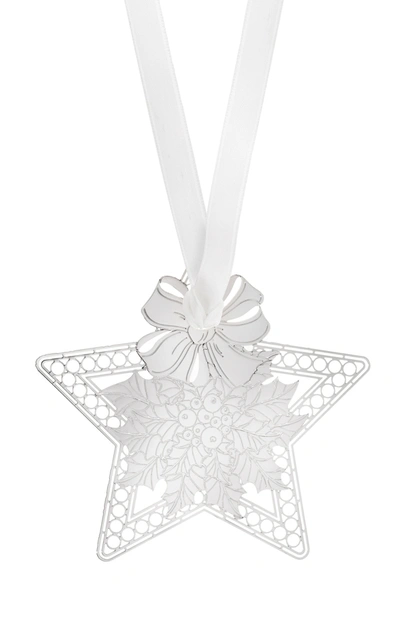 Christofle Foret Royale Holly Star Ornament In Silver