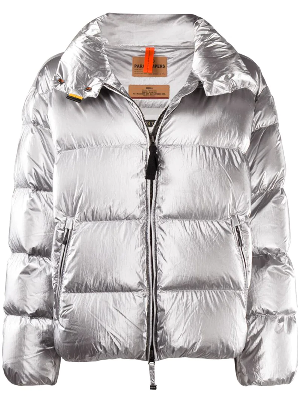 Parajumpers Pia Quilted Down Jacket In Silver Color | ModeSens