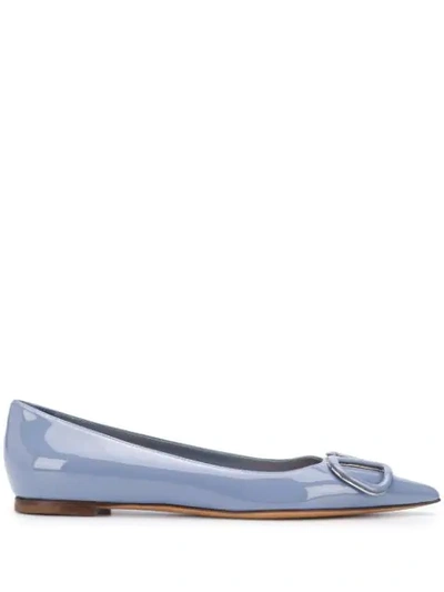 Valentino Garavani Vlogo Signature Ballerinas In Light Blue