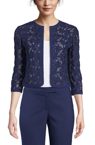 Anne Klein Lace Open Front Cardigan In Distant Mountain