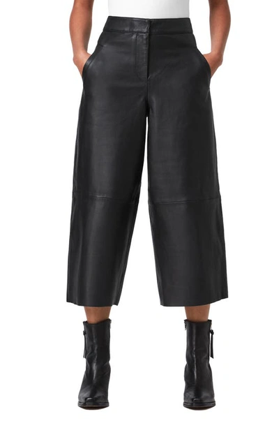 Allsaints Leah Leather Culottes In Black