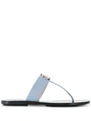 Gucci Women's Leather Thong Sandal With Double G In Multi Blue
