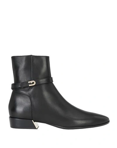 Furla Grace Leather Shoe Boot Black Leather Woman In Nero