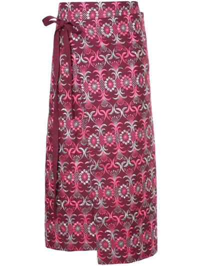 Pre-owned Comme Des Garçons Embroidered Wrap Around Skirt In Pink