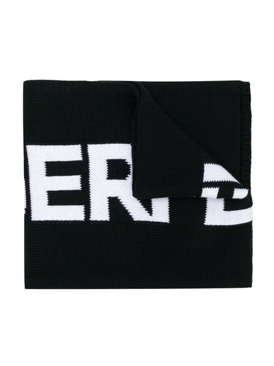 Karl Lagerfeld Kids' Logo-intarsia Scarf In Black