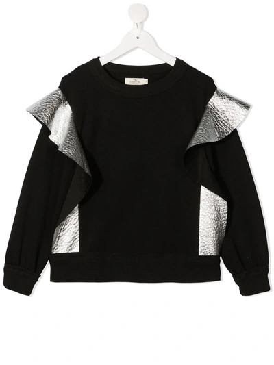 Andorine Teen Metallic Detail Sweatshirt Dress In Black