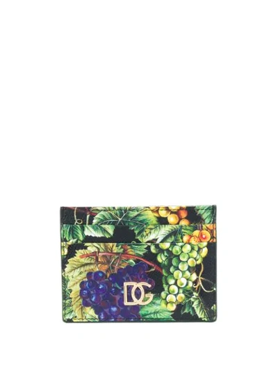 Dolce & Gabbana Printed Card Holder In Multicolor In Green