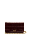Balenciaga Women's Bb Croc-embossed Leather Phone-case-on-chain In Dark Red