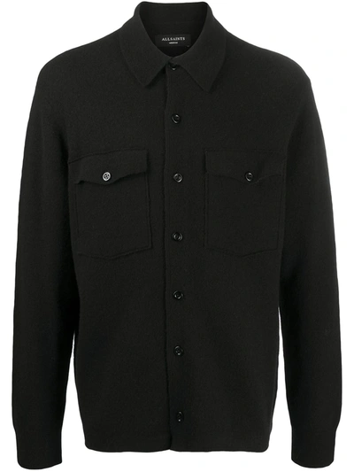 Allsaints Petrel Slim Fit Speckled Button-up Shirt In Black
