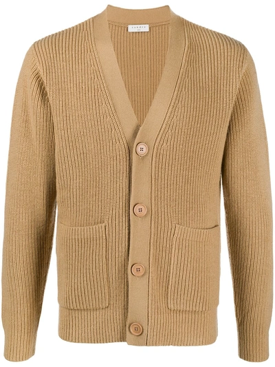 Sandro Wool Ribbed Button Cardigan In Neutrals