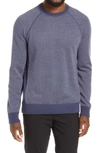 Vince Bird's Eye Wool & Cashmere Crewneck Sweater In Light Imperial Blue/ Grey