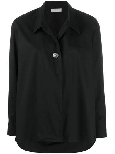 Sandro Womens Black Anaelle Embellished Cotton Shirt 10