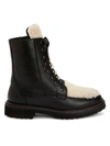 Aquatalia Women's Marlee Weatherproof Calf Leather & Shearling Boots In Black/natural