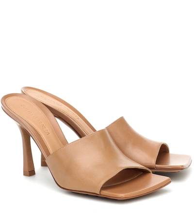 Bottega Veneta Leather Square Toe Sandal Neutral In Brown