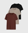 Allsaints Men's Brace Tonic 3 Pack T-shirts In Black/grey/red