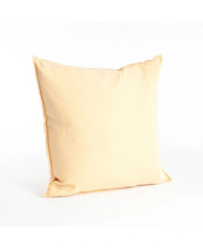 Saro Lifestyle Fringed Linen Decorative Pillow, 20" X 20" In Buttercrea