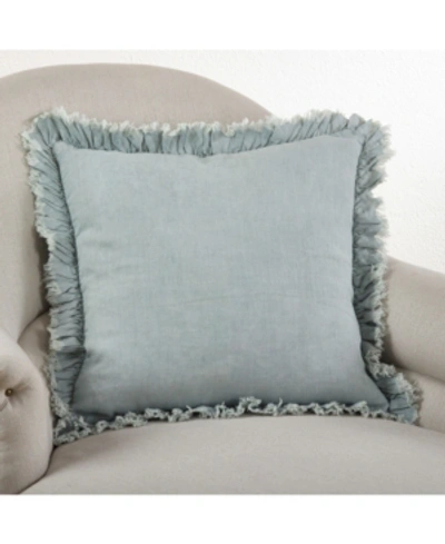 Saro Lifestyle Ruffled Linen Decorative Pillow, 20" X 20" In Aqua