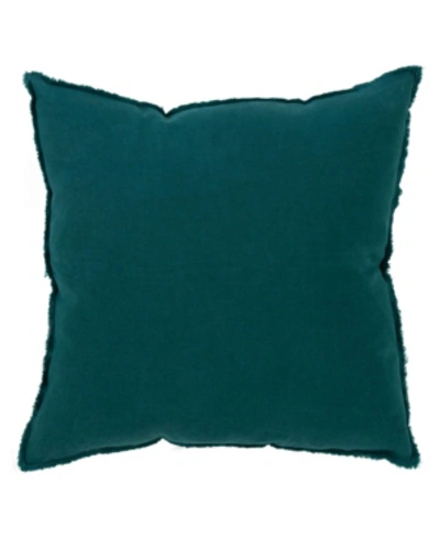 Saro Lifestyle Fringed Linen Decorative Pillow, 20" X 20" In Evergreen