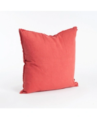 Saro Lifestyle Fringed Linen Decorative Pillow, 20" X 20" In Coral