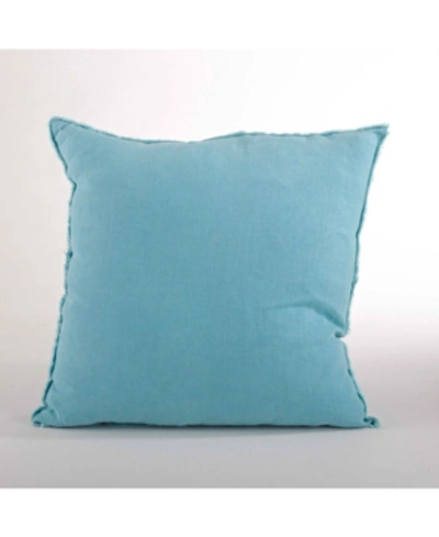 Saro Lifestyle Fringed Linen Decorative Pillow, 20" X 20" In Turquoise