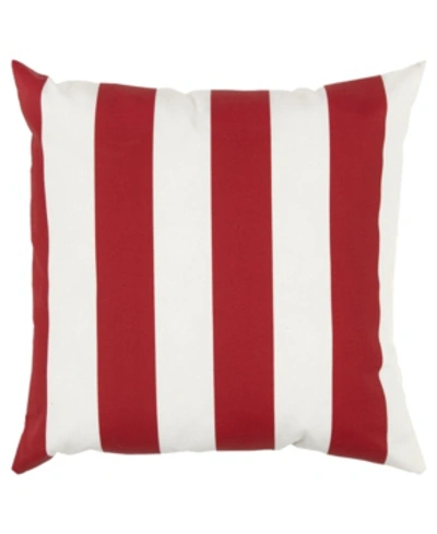 Rizzy Home Stripe Polyester Filled Decorative Pillow22" X 22" In Red