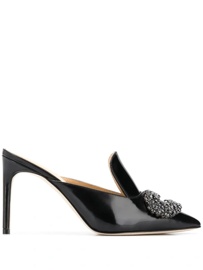 Giannico Daphne Mule 85 Sandals In Black Leather
