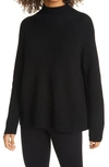 Eileen Fisher Raglan Sleeve Merino Wool Turtleneck Sweater In Black