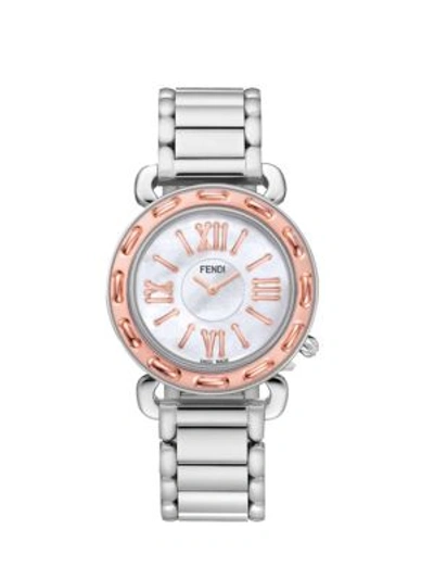 Fendi Selleria Mother-of-pearl Analog Bracelet Watch In Silver