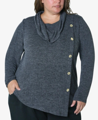 Adrienne Vittadini Women's Plus Size Cozy Knit Top In Black