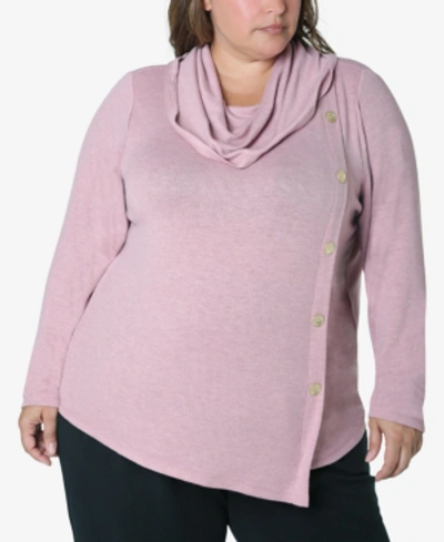 Adrienne Vittadini Women's Plus Size Cozy Knit Top In Lilas