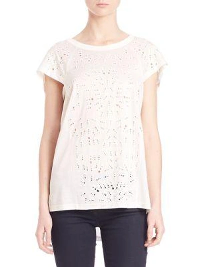 Foundrae Embroidered Tee In White