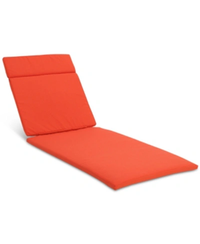 Noble House Brayden Outdoor Chaise Lounge Cushion In Orange