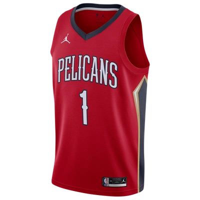 Jordan New Orleans Pelicans Men's Statement Swingman Jersey Zion Williamson In Univeristy Red/college Navy/green