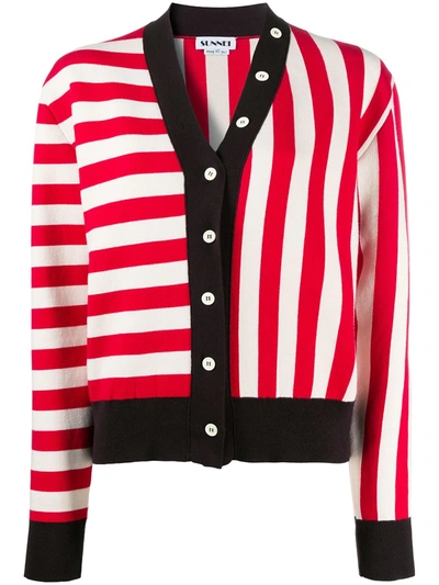 Sunnei Stripe-print Cardigan In Red