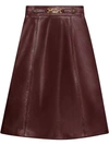 Gucci Leather Skirt With Interlocking G Detail In Red