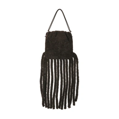 Bottega Veneta Fringed Shearling Bag In Fondentgold