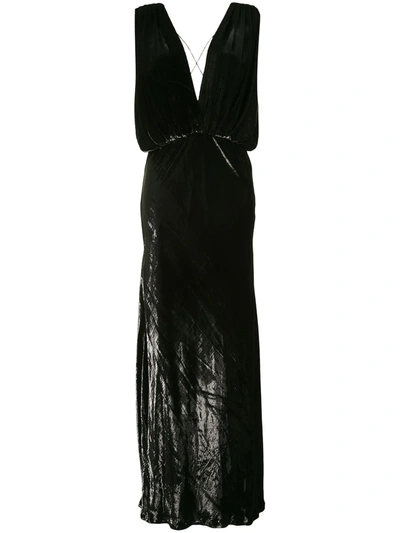 Mes Demoiselles Glamour Velvet Maxi Dress In Black