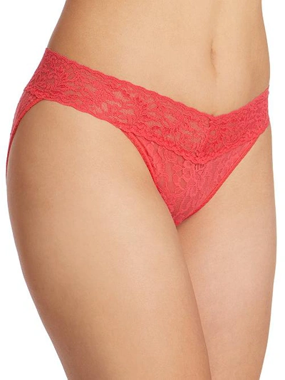 Hanky Panky Signature Lace V-kini In Coral Rose