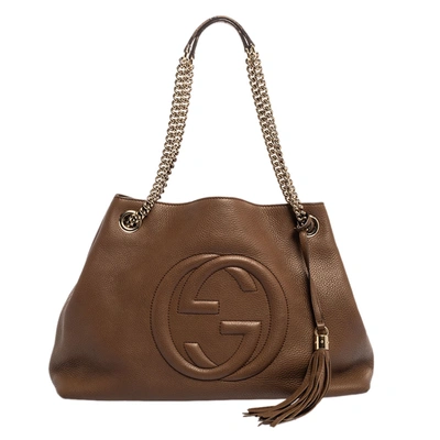 Pre-owned Gucci Brown Leather Medium Soho Shoulder Bag