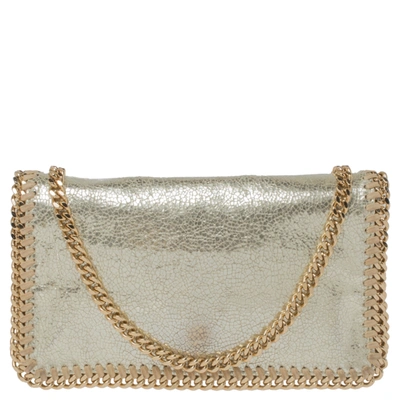 Pre-owned Stella Mccartney Metallic Gold Faux Leather Falabella Crossbody Bag