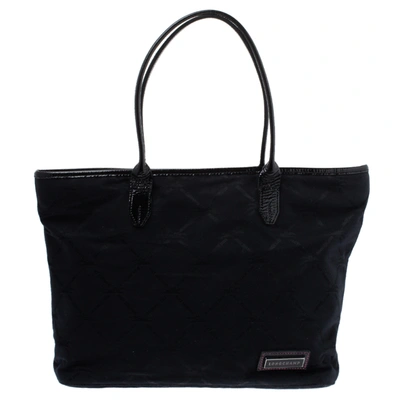 Pre-owned Longchamp Black Logo Embossed Canvas Tote
