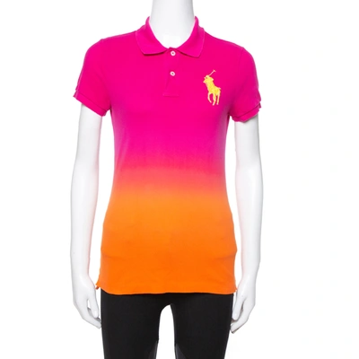Pre-owned Polo Ralph Lauren Pink Ombre Cotton Pique Skinny Polo T-shirt M