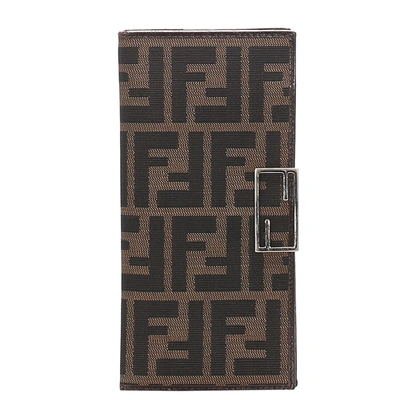 Pre-owned Fendi Brown/light Brown Zucca Canvas Wallet